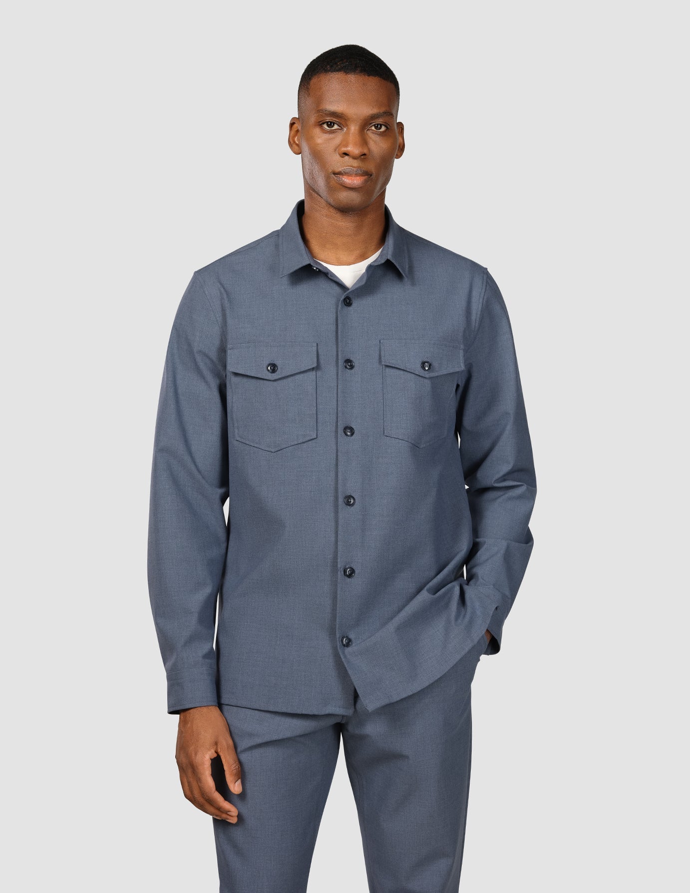 Essential Overshirt Storm Blue Melange